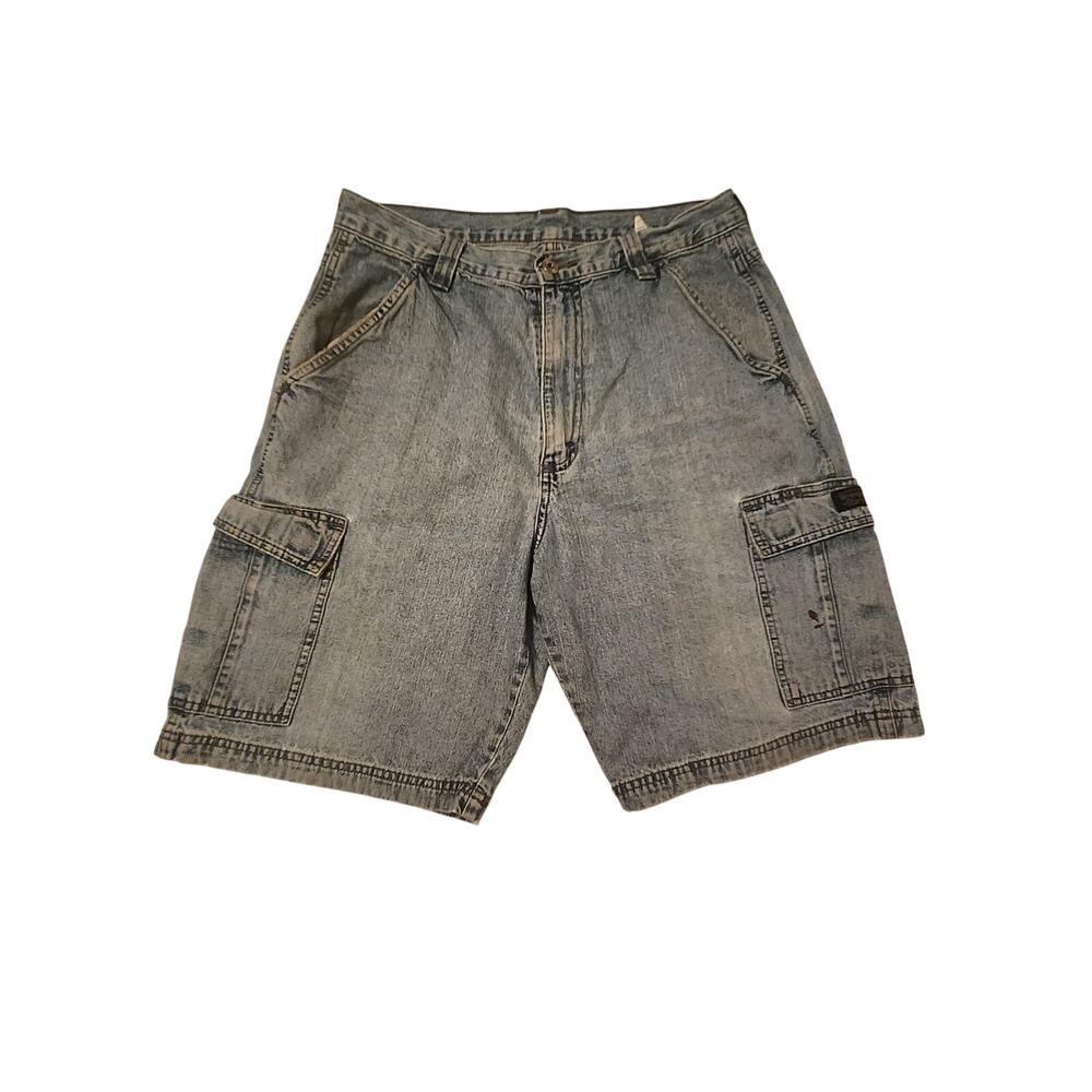 Wrangler cargo shorts size 32 mens light denim HERO y2k